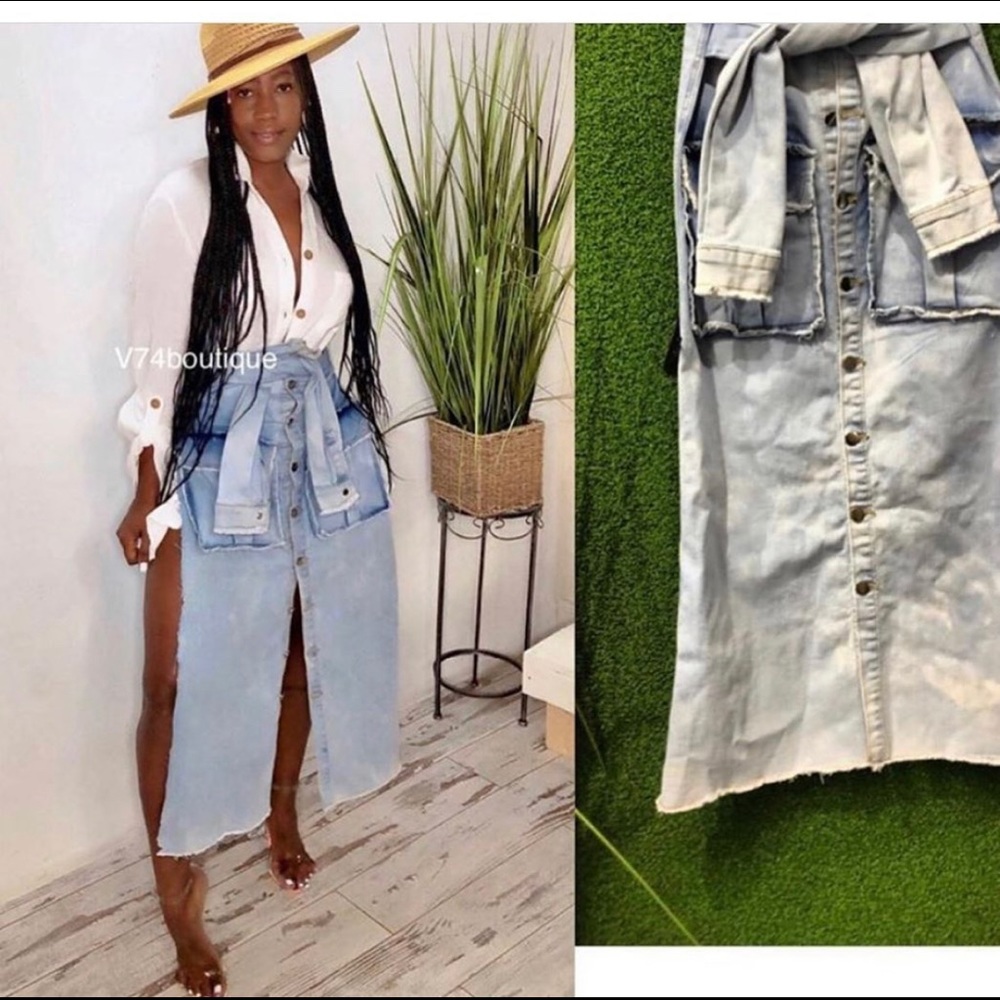 Denim high waist skirt